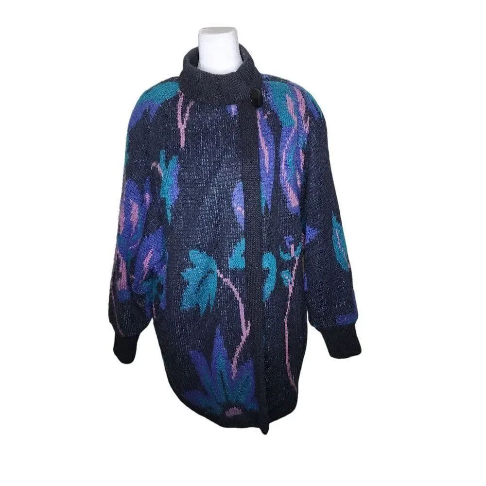 Carlisle Vintage 80s Oversized Sweater Coatigan Womens Size M Blue